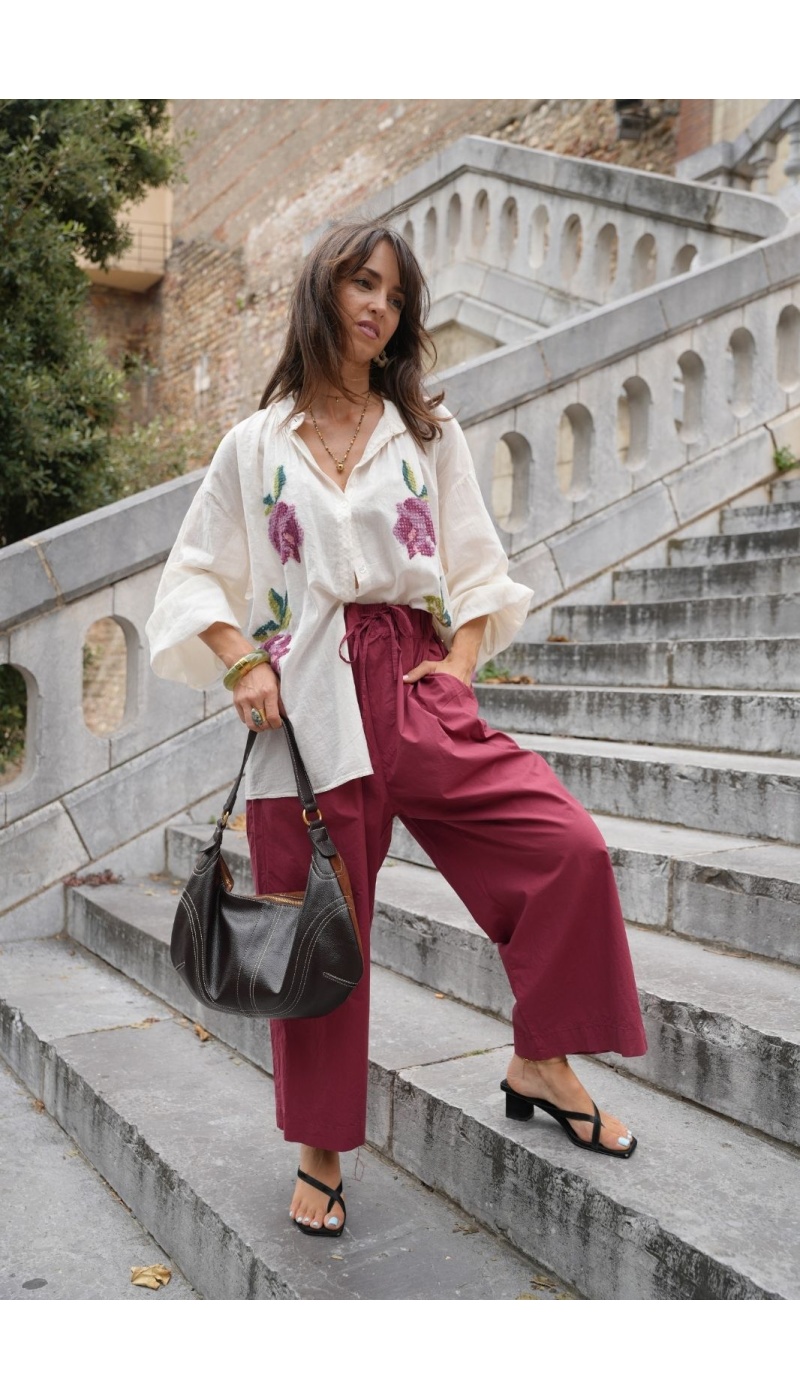 Chemisier Fleur Brodé Ecru JOHANNA ALVISA Johanna - 4 | Accueil