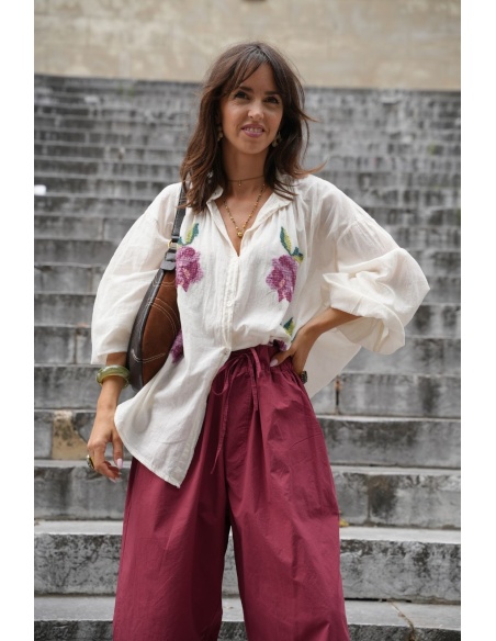 Chemisier Fleur Brodé Ecru JOHANNA ALVISA Johanna - 5 | Accueil