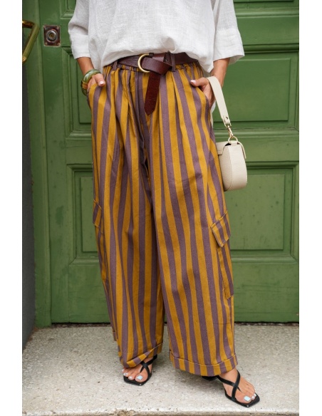 Pantalon Rayé Moutarde JOHANNA Eden Johanna - 2 | Accueil