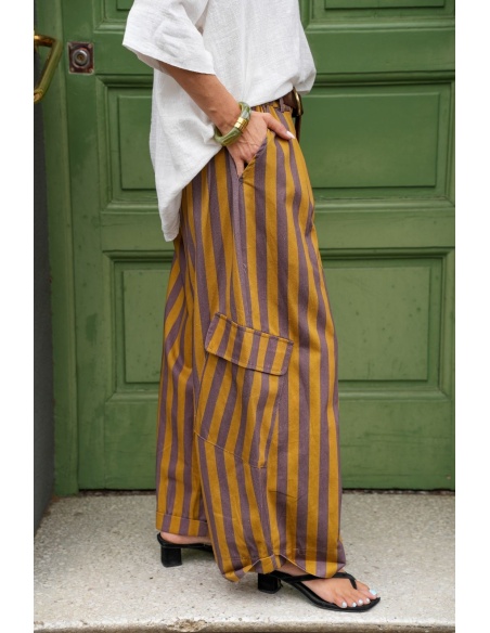 Pantalon Rayé Moutarde JOHANNA Eden Johanna - 3 | Accueil