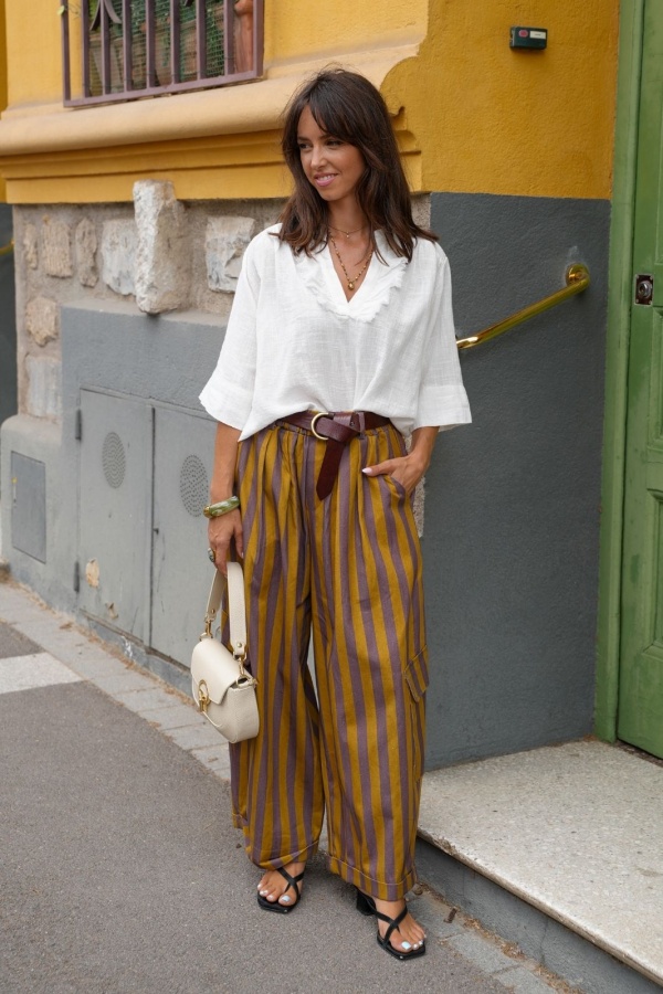 Pantalon Rayé Moutarde JOHANNA Eden Johanna - 2 | Accueil 2