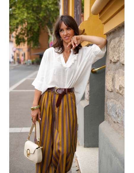 Pantalon Rayé Moutarde JOHANNA Eden Johanna - 4 | Accueil