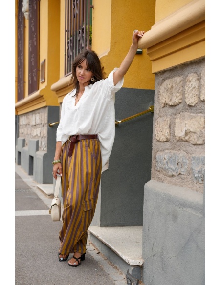 Pantalon Rayé Moutarde JOHANNA Eden Johanna - 5 | Accueil