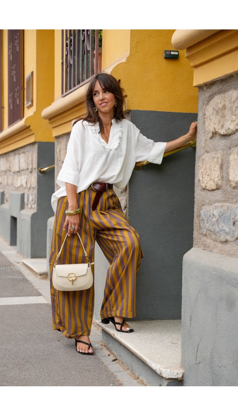 Pantalon Rayé Moutarde JOHANNA Eden Johanna - 6 | Accueil
