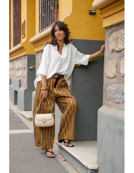 Pantalon Rayé Moutarde JOHANNA Eden Johanna - 6 | Accueil