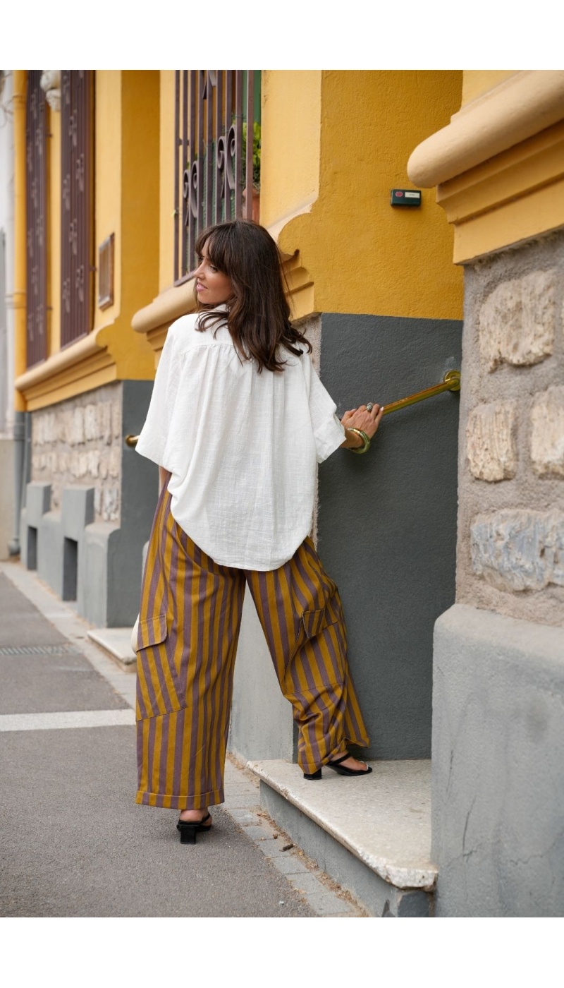 Pantalon Rayé Moutarde JOHANNA Eden Johanna - 7 | Accueil