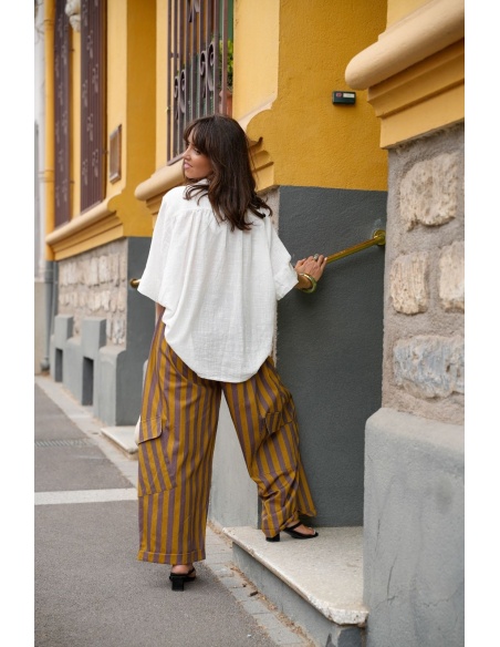 Pantalon Rayé Moutarde JOHANNA Eden Johanna - 7 | Accueil