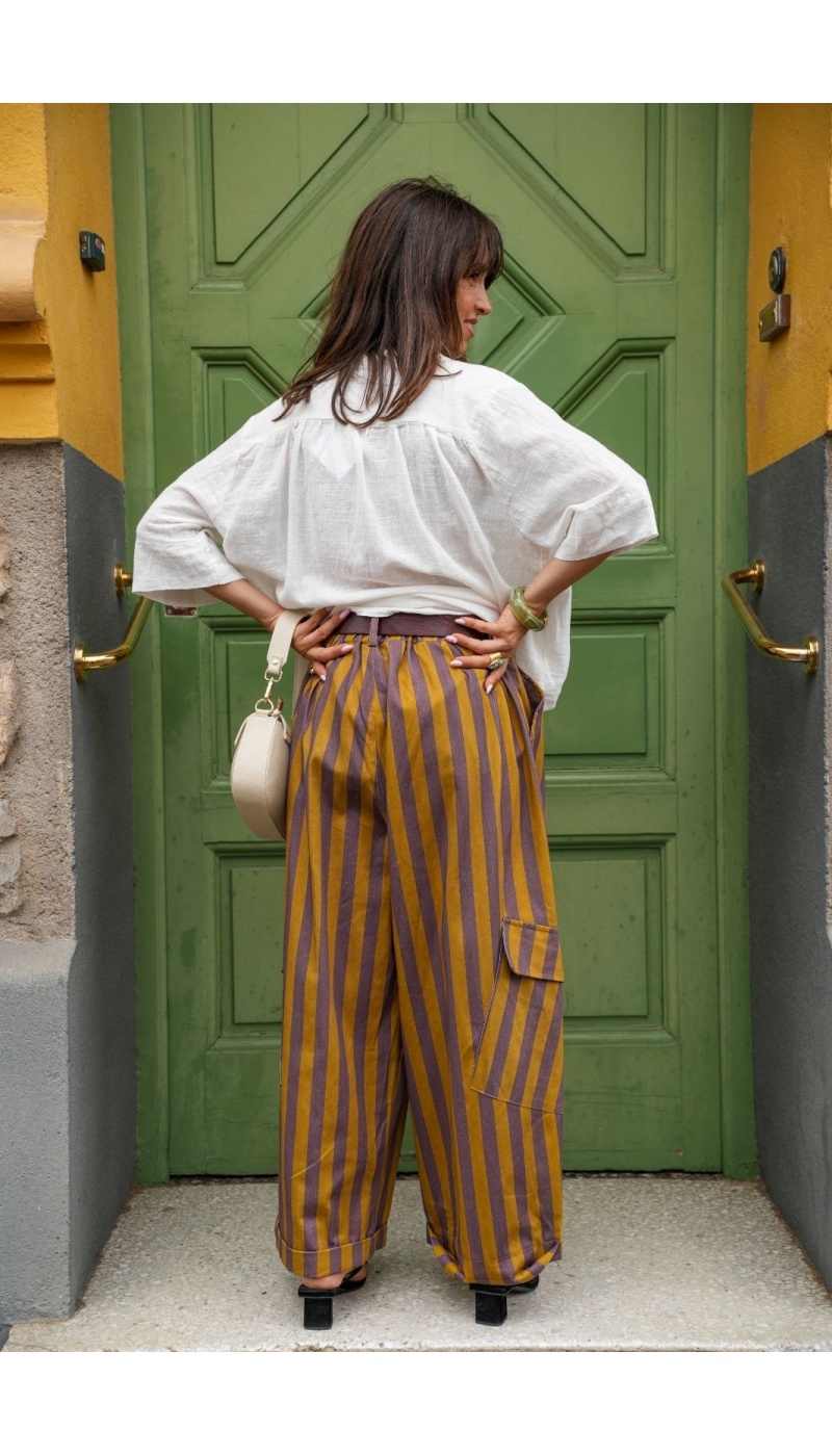 Pantalon Rayé Moutarde JOHANNA Eden Johanna - 8 | Accueil