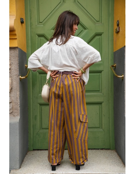 Pantalon Rayé Moutarde JOHANNA Eden Johanna - 8 | Accueil
