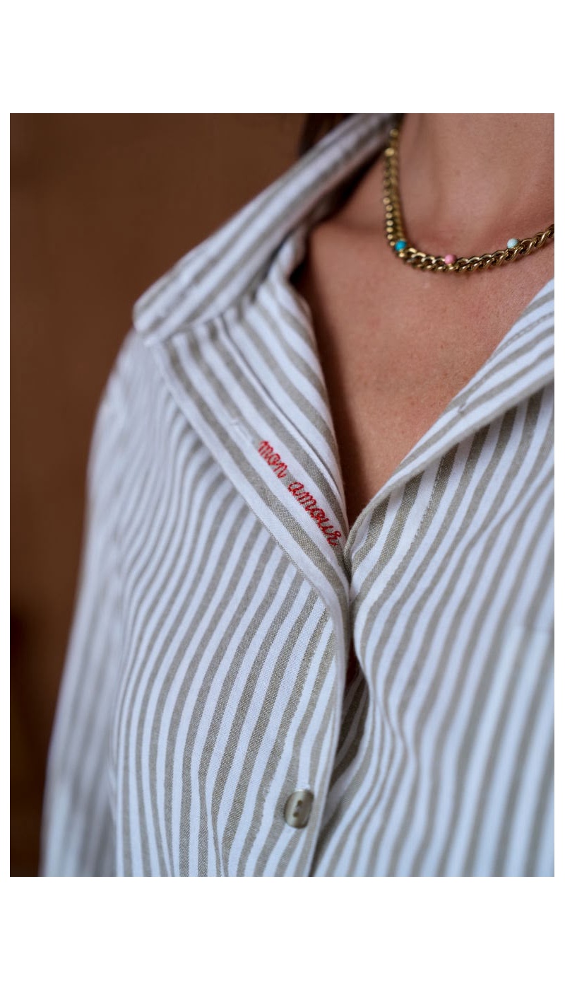 Chemise Rayé Marron Aven Noho - 1 | Accueil
