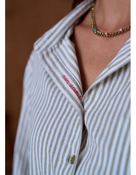 Chemise Rayé Marron Aven Noho - 1 | Accueil
