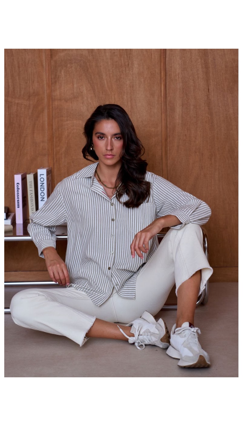 Chemise Rayé Marron Aven Noho - 2 | Accueil