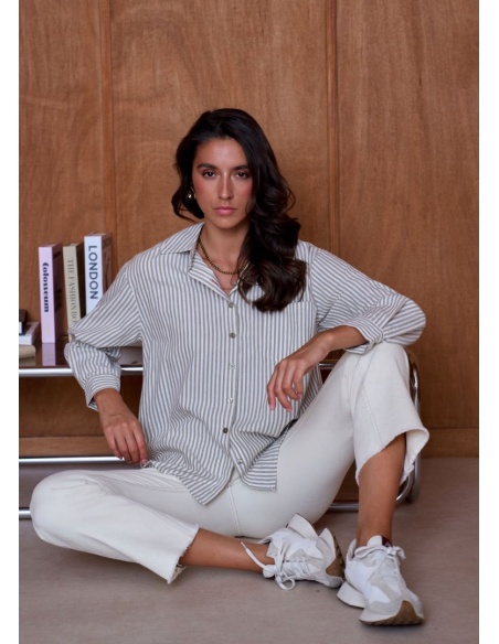 Chemise Rayé Marron Aven Noho - 2 | Accueil