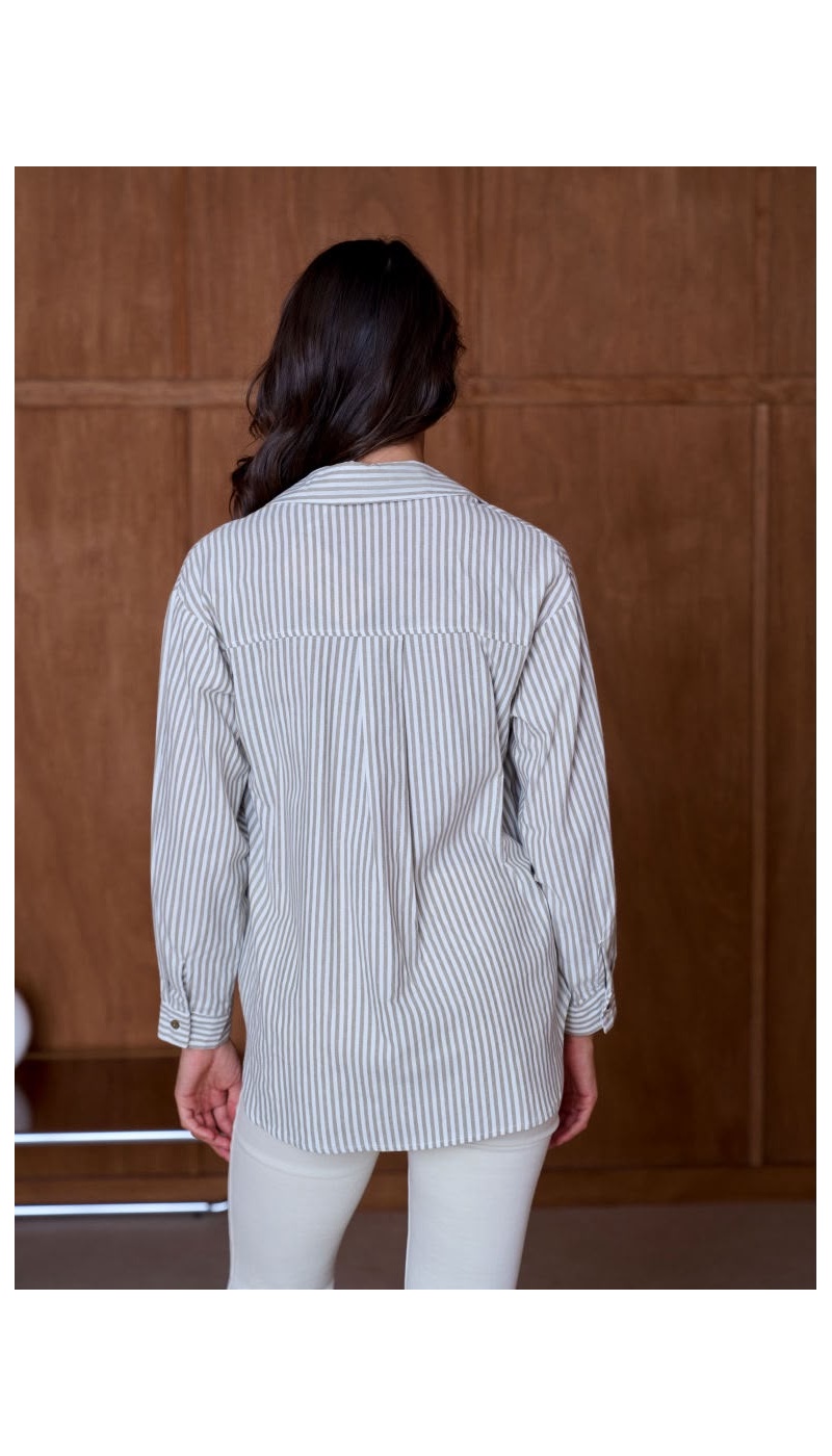 Chemise Rayé Marron Aven Noho - 3 | Accueil