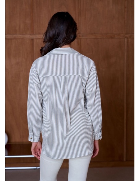Chemise Rayé Marron Aven Noho - 3 | Accueil