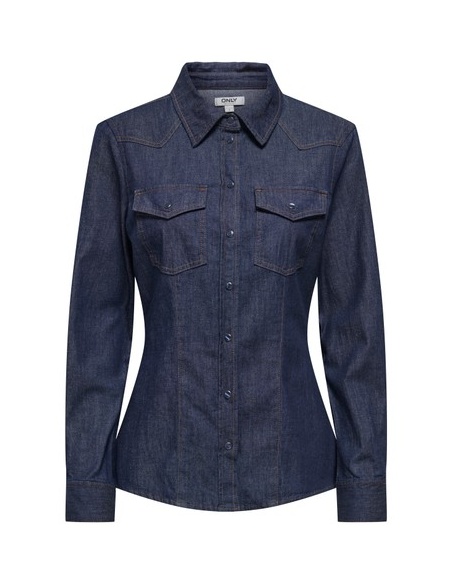 Chemisier Bleu Foncé Denim ONLOLIVIA ONLY - 3 | Accueil
