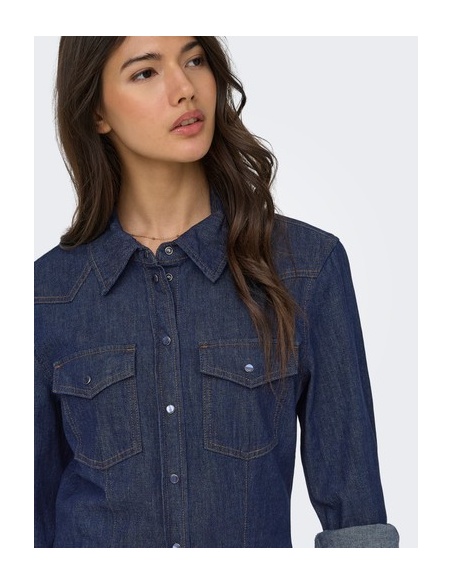 Chemisier Bleu Foncé Denim ONLOLIVIA ONLY - 2 | Accueil