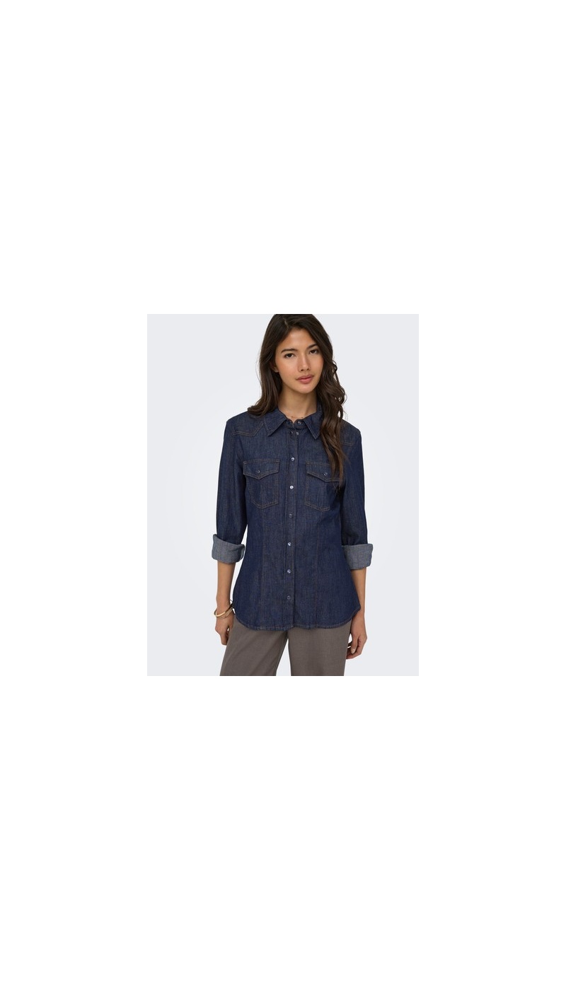 Chemisier Bleu Foncé Denim ONLOLIVIA ONLY - 5 | Accueil