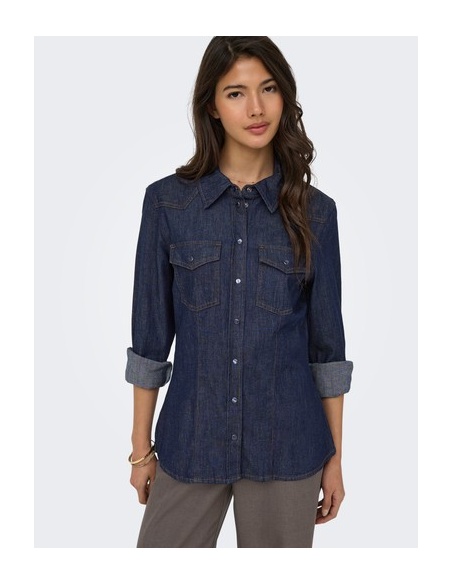 Chemisier Bleu Foncé Denim ONLOLIVIA ONLY - 5 | Accueil