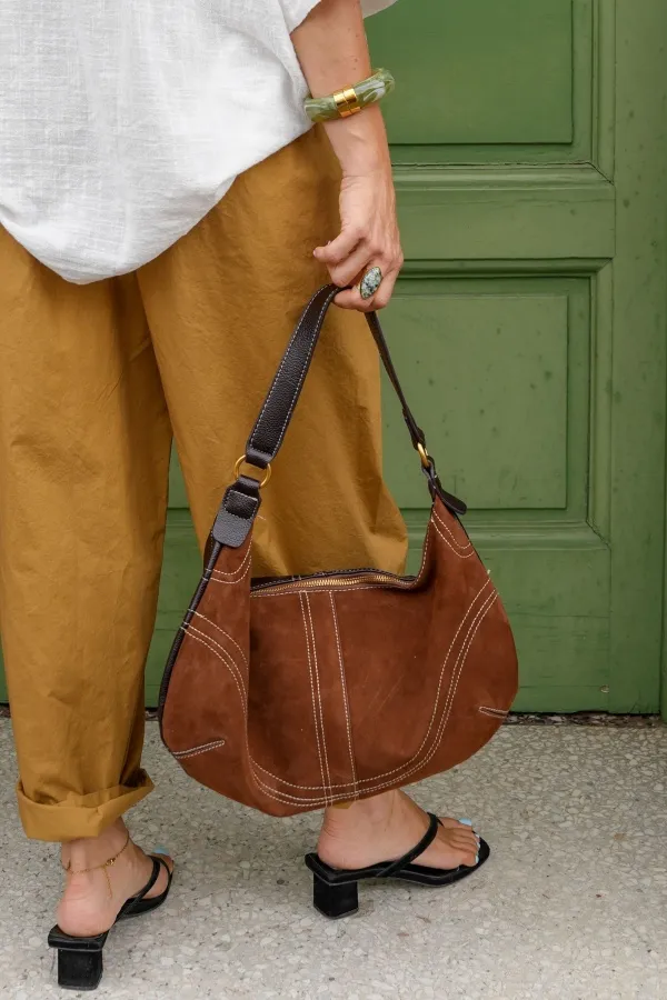 Sac Suédine Cognac MYLENE Noho - 1 | Accueil