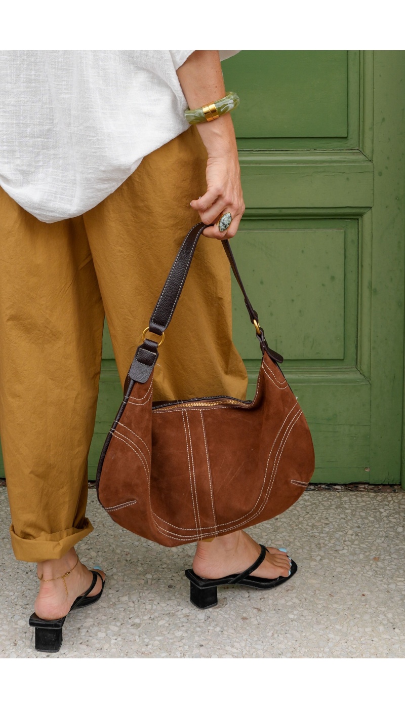 Sac Suédine Cognac MYLENE Noho - 1 | Accueil