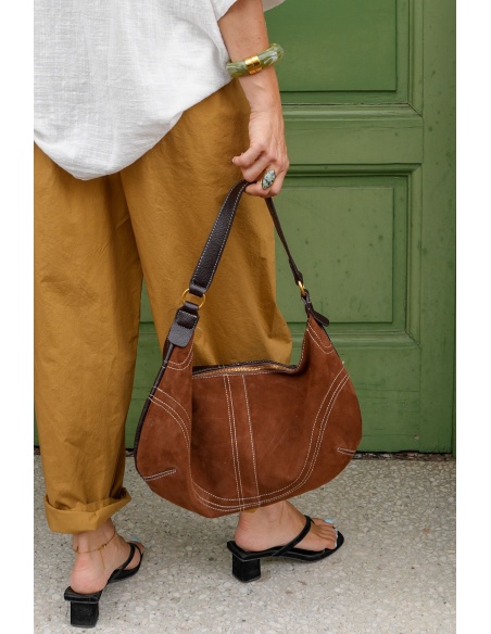 Sac Suédine Cognac MYLENE Noho - 1 | Accueil