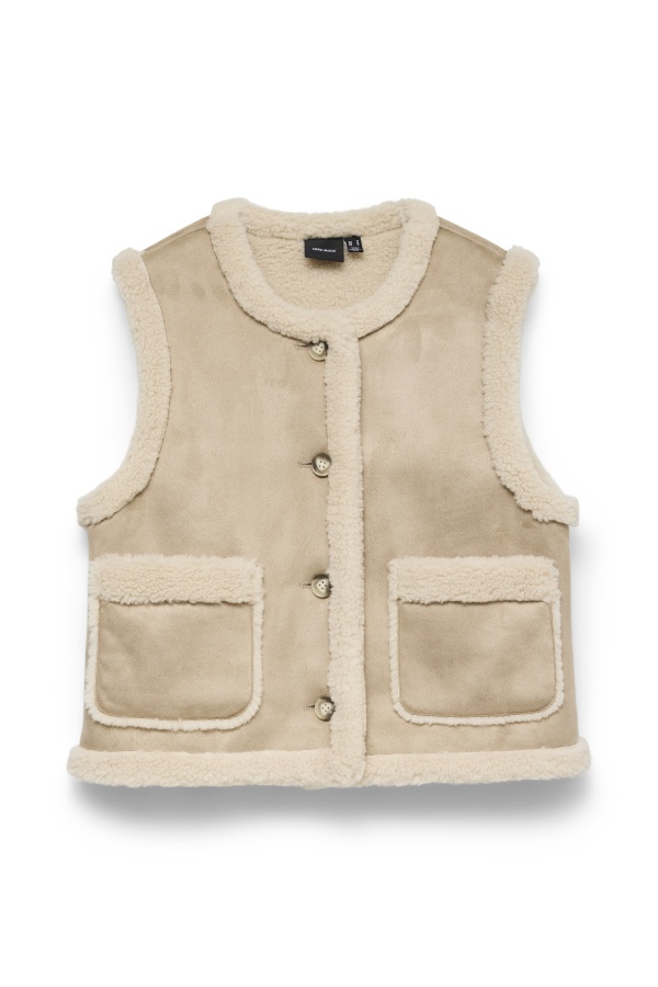 Gilet Sans Manche Taupe Doux VMLINA Vero Moda - 1 | Accueil