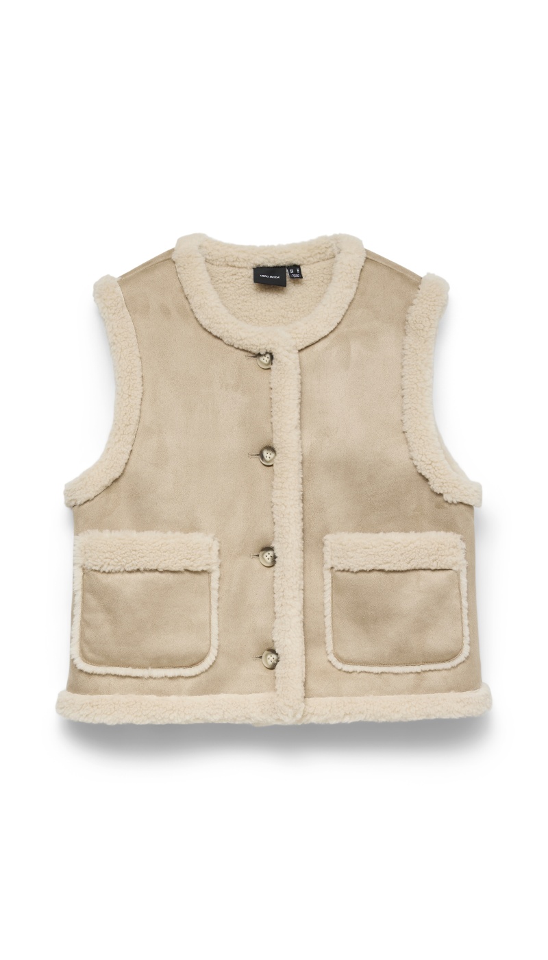 Gilet Sans Manche Taupe Doux VMLINA Vero Moda - 1 | Accueil