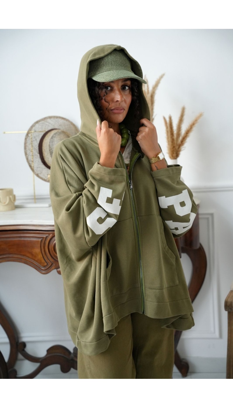 Veste Zippé Capuche Kaki Banditas ADHARA Noho - 1 | Accueil