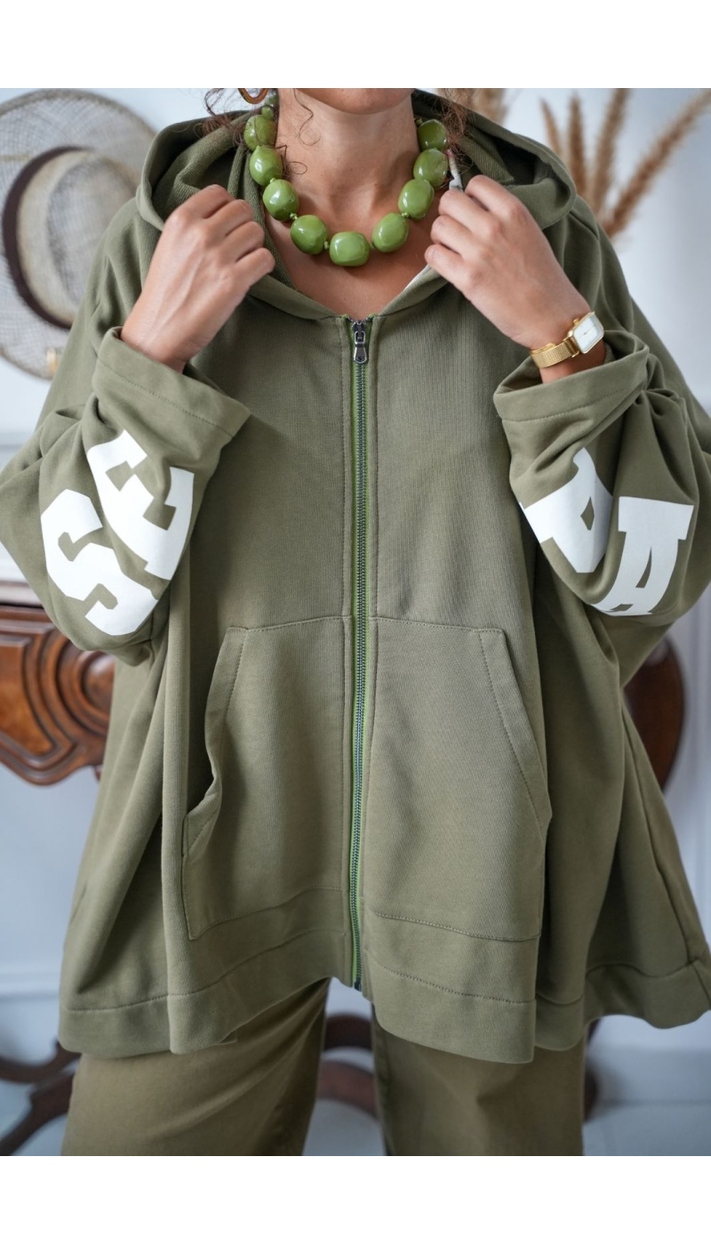 Veste Zippé Capuche Kaki Banditas ADHARA Noho - 3 | Accueil