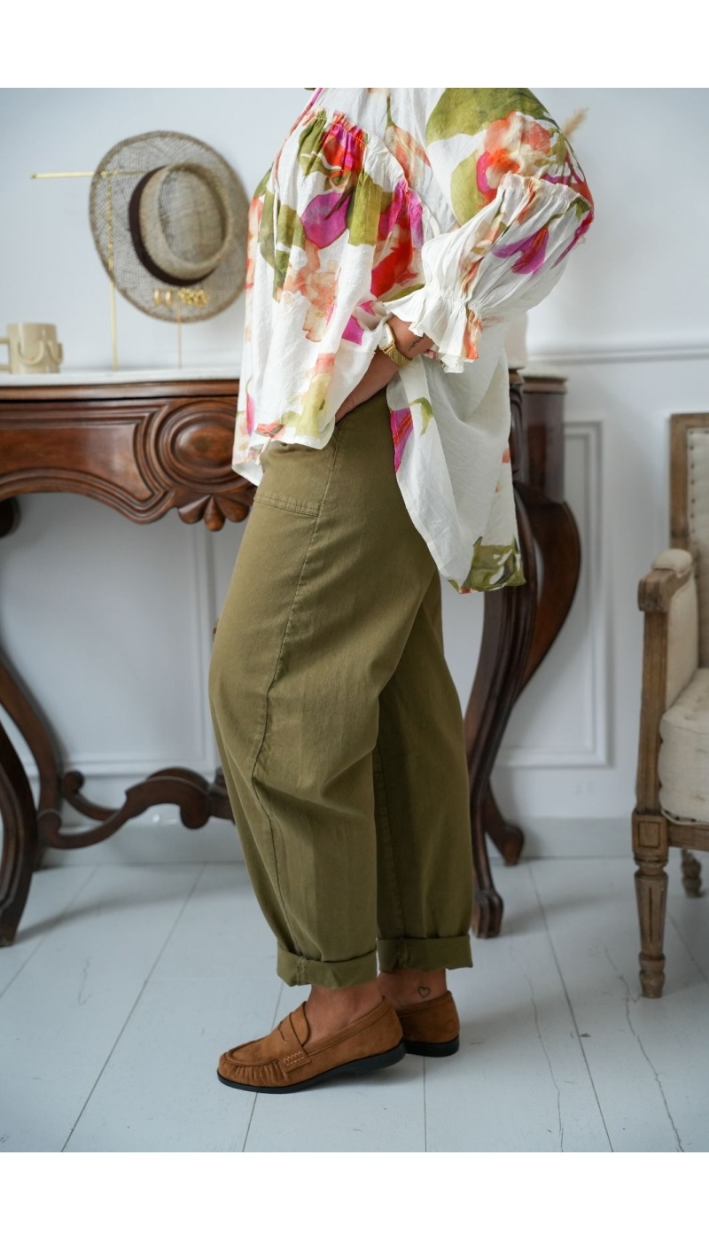 Pantalon Barrel Kaki LUDO Noho - 3 | Accueil