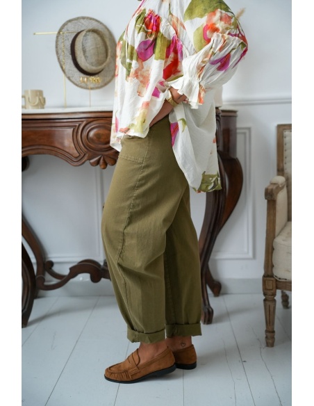 Pantalon Barrel Kaki LUDO Noho - 3 | Accueil