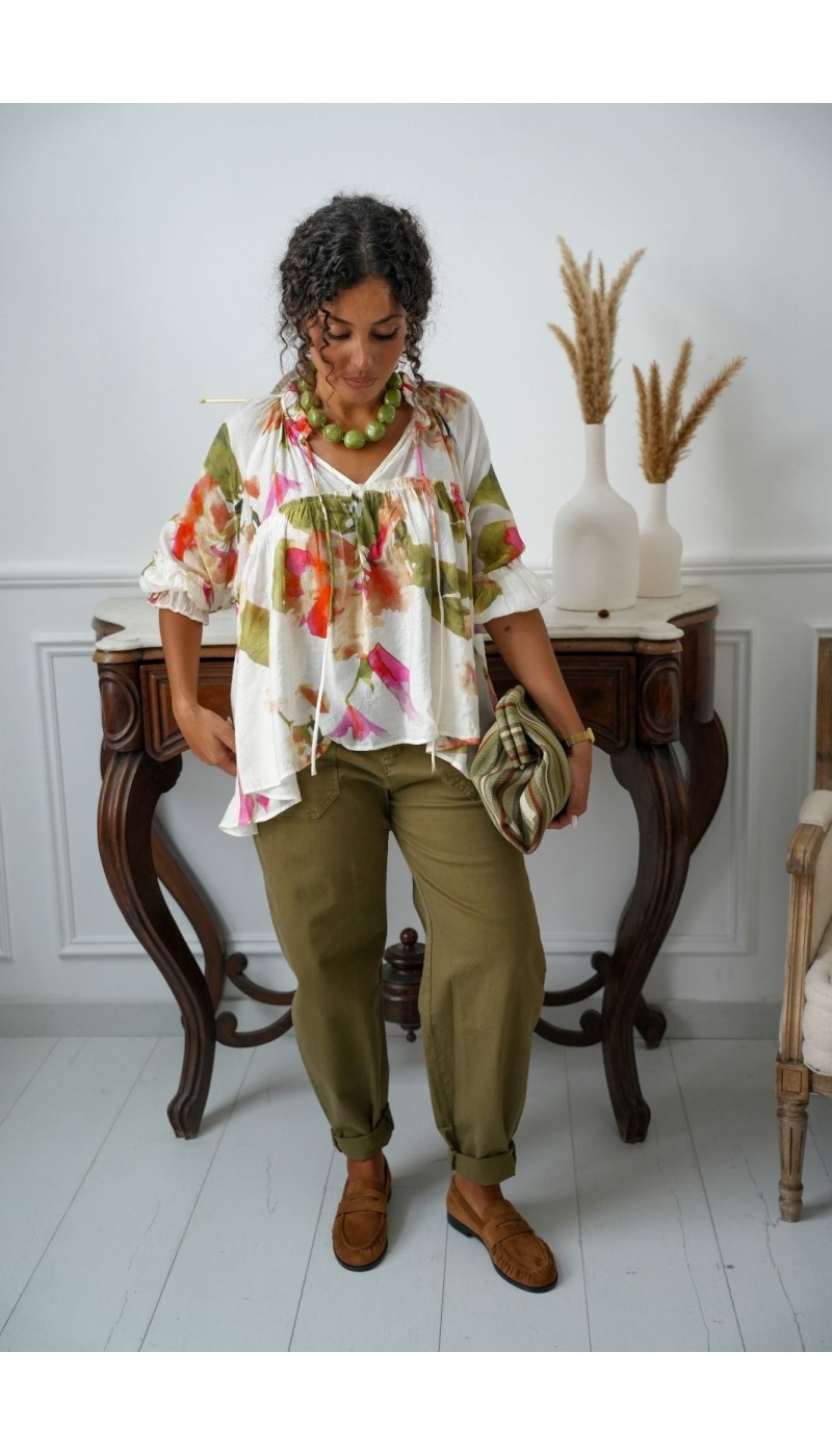 Pantalon Barrel Kaki LUDO Noho - 2 | Accueil