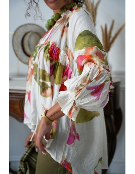 Blouse Fleurs Ecru HELENE Noho - 3 | Accueil