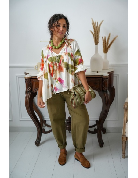 Blouse Fleurs Ecru HELENE Noho - 1 | Accueil