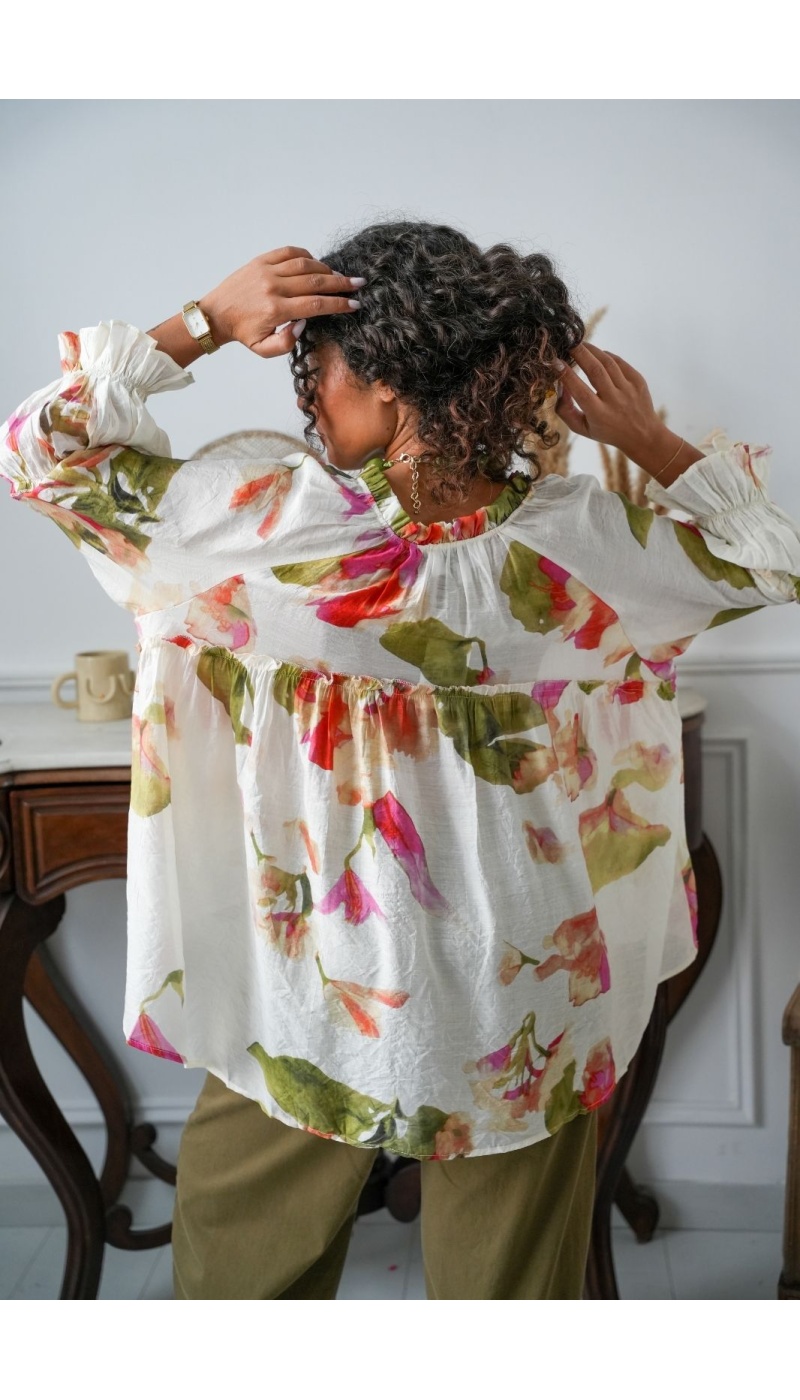 Blouse Fleurs Ecru HELENE Noho - 2 | Accueil