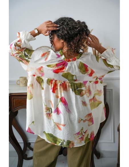 Blouse Fleurs Ecru HELENE Noho - 2 | Accueil