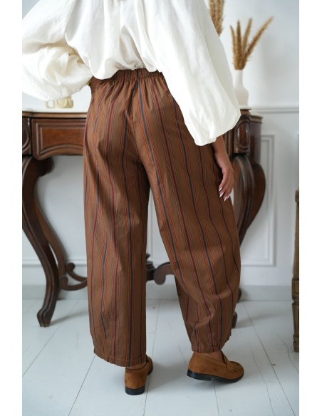 Pantalon Rayé Choco Brique CLEONISTA Noho - 4 | Accueil