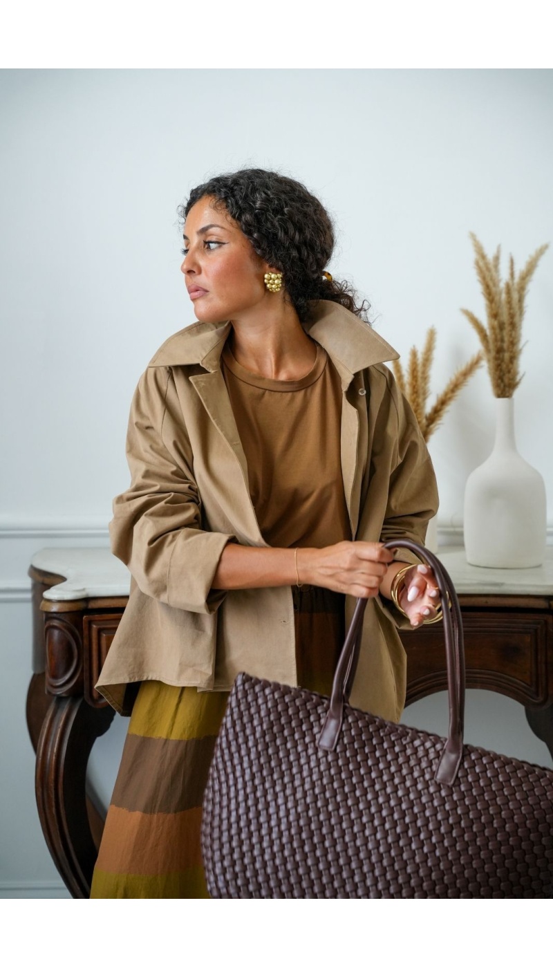 Veste Courte Style Trench Beige MELVI Noho - 3 | Accueil