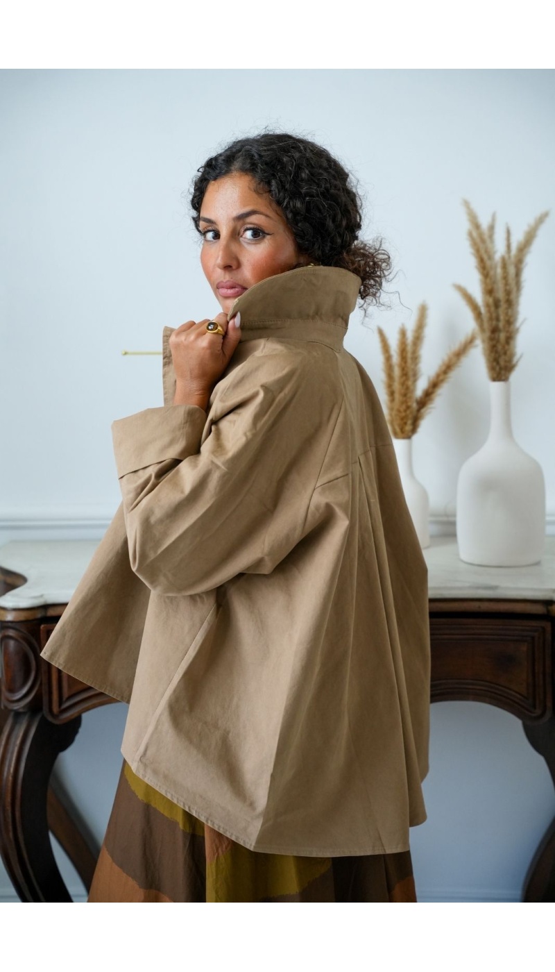 Veste Courte Style Trench Beige MELVI Noho - 5 | Accueil
