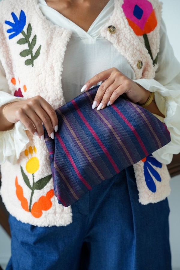 Pochette Rayé Marine DENVILLE Noho - 1 | Accueil