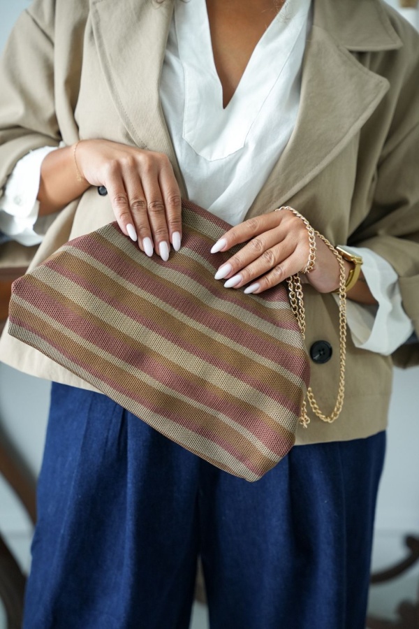 Pochette Rayé Taupe DENVILLE Noho - 1 | Accueil