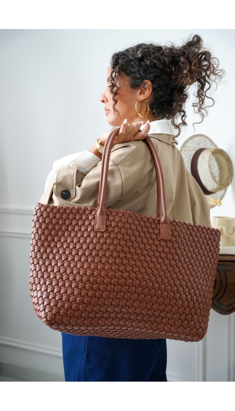 Sac Cabas Tressé Marron COVENTRY Noho - 2 | Accueil