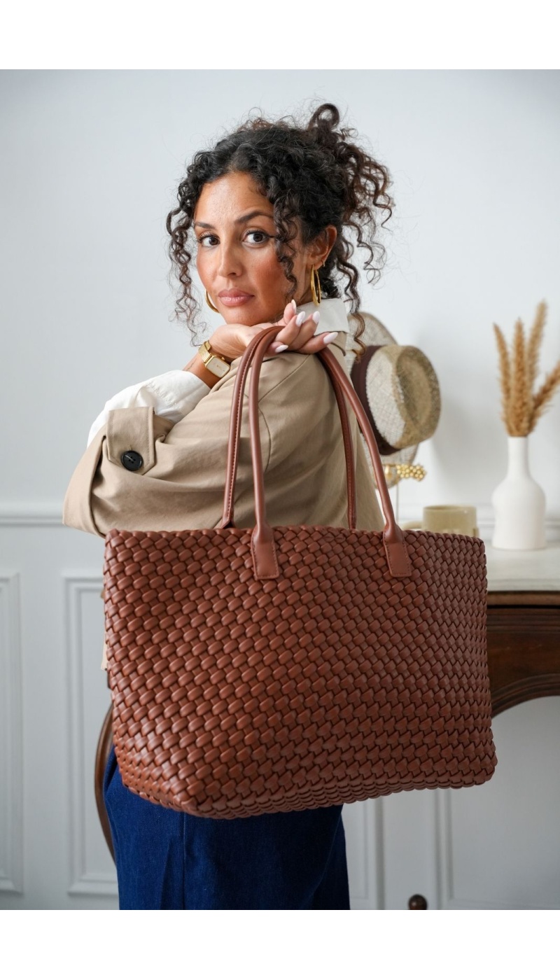 Sac Cabas Tressé Marron COVENTRY Noho - 1 | Accueil