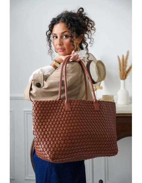 Sac Cabas Tressé Marron COVENTRY Noho - 1 | Accueil
