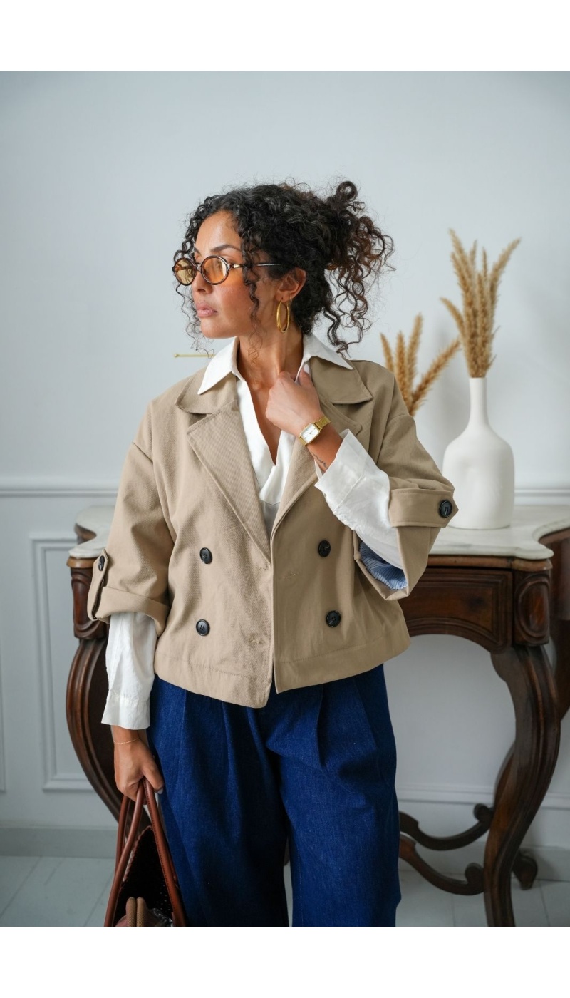 Veste Courte Style Trench Beige MELVI Noho - 1 | FEMMES