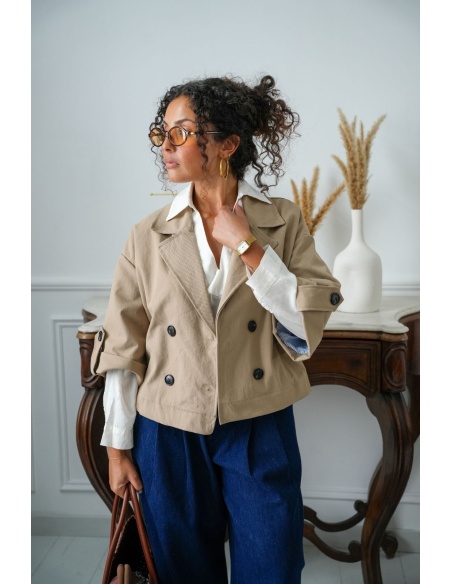 Veste Courte Style Trench Beige MELVI Noho - 1 | FEMMES