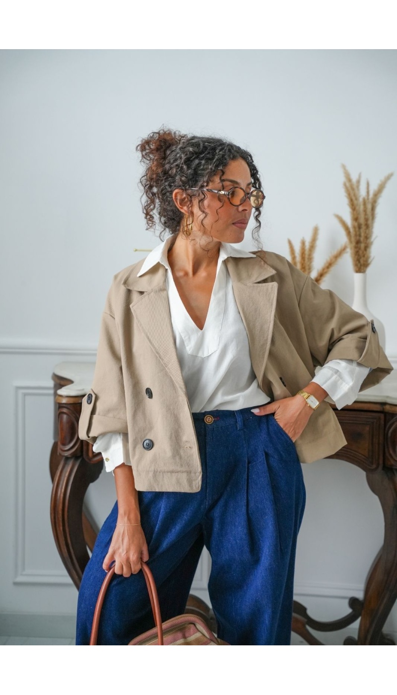 Veste Courte Style Trench Beige MELVI Noho - 2 | FEMMES