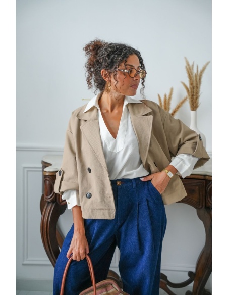 Veste Courte Style Trench Beige MELVI Noho - 2 | FEMMES