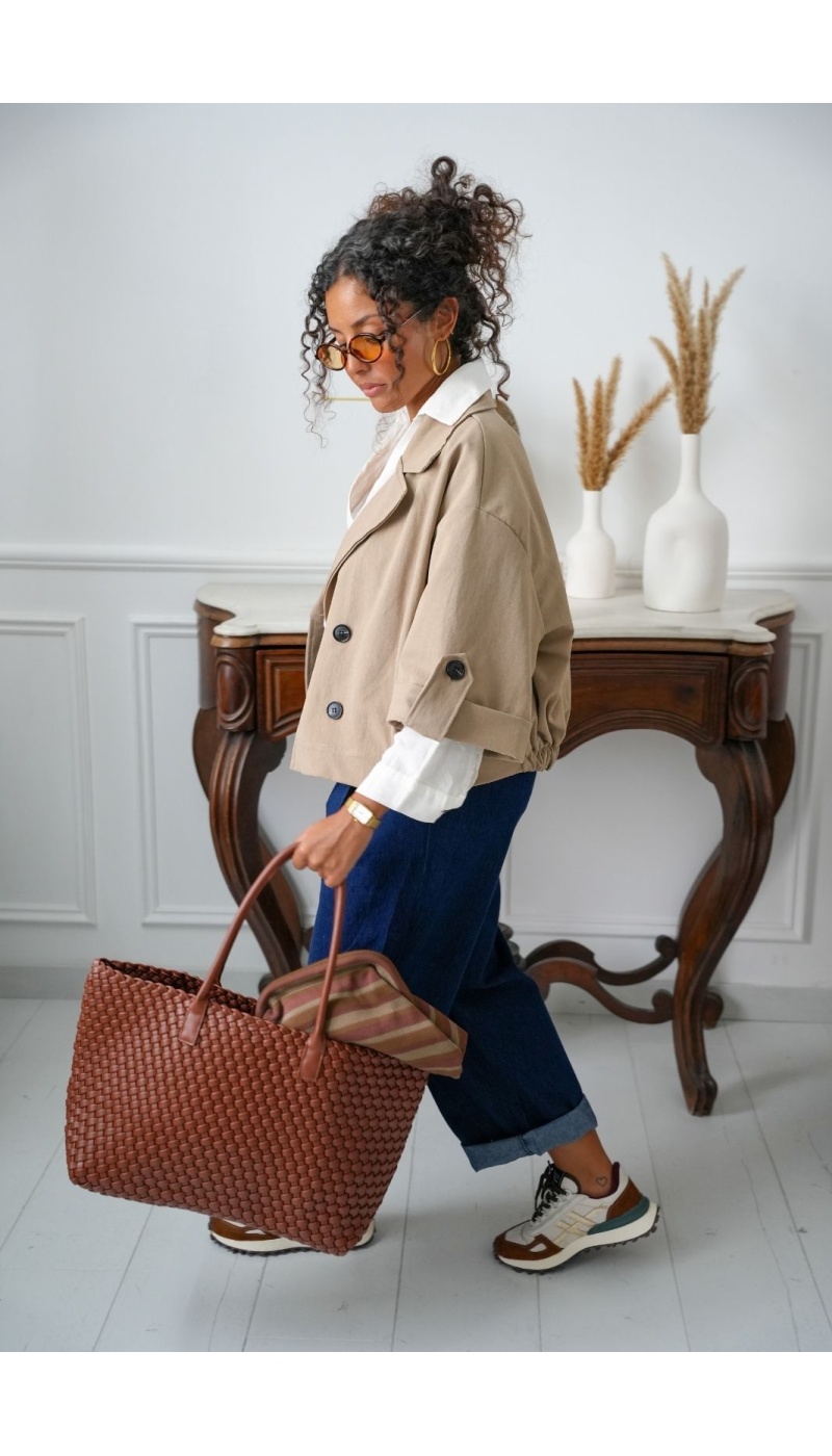 Veste Courte Style Trench Beige MELVI Noho - 4 | FEMMES